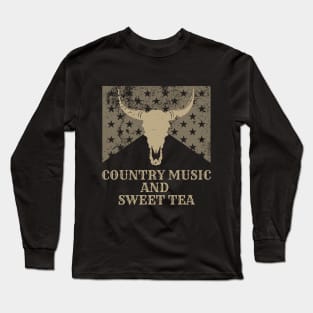 Country music and sweet tea Retro Vintage Country Music Lovers Nashville Long Sleeve T-Shirt